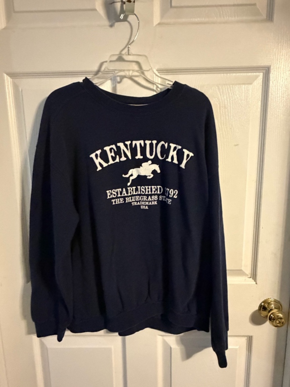 Gold Toe Navy Crewneck Sweatshirt with White Graphic